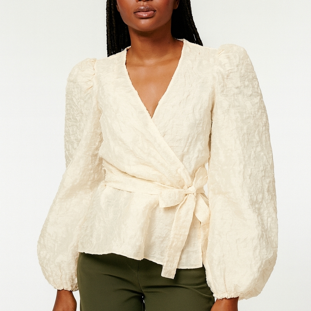 InWear Lace Wrap Blouse – Size 10 US – Romantic Puff Sleeves